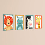 Baby Safari Animals 4 Pieces Kids Metal Wall Art.