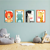 Baby Safari Animals 4 Pieces Kids Metal Wall Art.