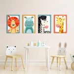 Baby Safari Animals 4 Pieces Kids Metal Wall Art.