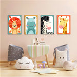 Baby Safari Animals 4 Pieces Kids Metal Wall Art.