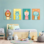 Dapper Animals 4 Pieces Kids Metal Wall Art.
