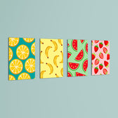 Colorful Fruits Pattern 4 Pieces Kids Metal Wall Art.