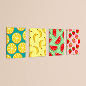 Colorful Fruits Pattern 4 Pieces Kids Metal Wall Art.