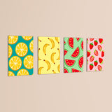 Colorful Fruits Pattern 4 Pieces Kids Metal Wall Art.