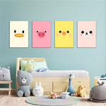 Cute Animal Faces 4 Pieces Kids Metal Wall Art.