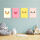 Cute Animal Faces 4 Pieces Kids Metal Wall Art.