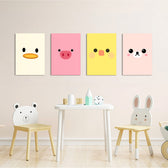 Cute Animal Faces 4 Pieces Kids Metal Wall Art.
