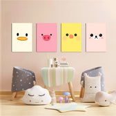 Cute Animal Faces 4 Pieces Kids Metal Wall Art.