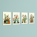 Whimsical Animal Kingdom 4 Pieces Kids Metal Wall Art.