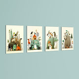 Whimsical Animal Kingdom 4 Pieces Kids Metal Wall Art.