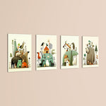 Whimsical Animal Kingdom 4 Pieces Kids Metal Wall Art.