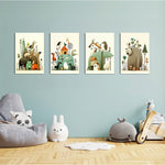 Whimsical Animal Kingdom 4 Pieces Kids Metal Wall Art.