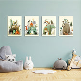 Whimsical Animal Kingdom 4 Pieces Kids Metal Wall Art.