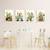 Whimsical Animal Kingdom 4 Pieces Kids Metal Wall Art.