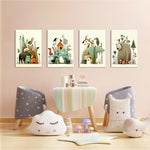 Whimsical Animal Kingdom 4 Pieces Kids Metal Wall Art.