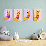 Cute Llamas with Accessories 4 Pieces Kids Metal Wall Art.