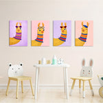 Cute Llamas with Accessories 4 Pieces Kids Metal Wall Art.