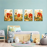 Snail House Garden Girl 4 Pieces Kids Metal Wall Art.
