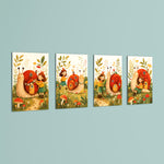 Snail House Garden Girl 4 Pieces Kids Metal Wall Art.