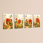 Snail House Garden Girl 4 Pieces Kids Metal Wall Art.