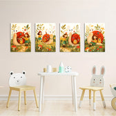 Snail House Garden Girl 4 Pieces Kids Metal Wall Art.