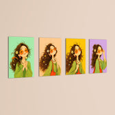 Boho Flower Girl 4 Pieces Kids Metal Wall Art.