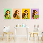 Boho Flower Girl 4 Pieces Kids Metal Wall Art.