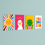 Yes You Can Sunshine Friends 4 Pieces Kids Metal Wall Art.