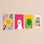 Yes You Can Sunshine Friends 4 Pieces Kids Metal Wall Art.