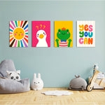 Yes You Can Sunshine Friends 4 Pieces Kids Metal Wall Art.