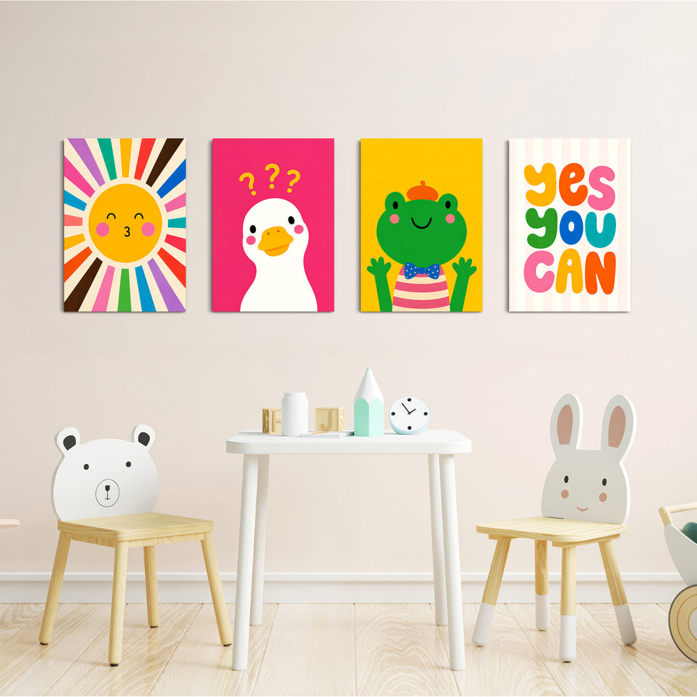Yes You Can Sunshine Friends 4 Pieces Kids Metal Wall Art.