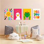 Yes You Can Sunshine Friends 4 Pieces Kids Metal Wall Art.
