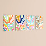 Retro Wavy Swirls 4 Pieces Kids Metal Wall Art.
