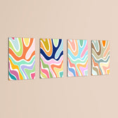 Retro Wavy Swirls 4 Pieces Kids Metal Wall Art.