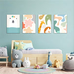 Pastel Safari Friends 4 Pieces Kids Metal Wall Art.