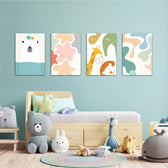 Pastel Safari Friends 4 Pieces Kids Metal Wall Art.