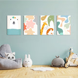Pastel Safari Friends 4 Pieces Kids Metal Wall Art.