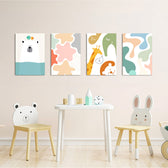 Pastel Safari Friends 4 Pieces Kids Metal Wall Art.