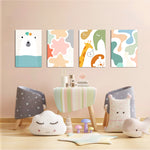 Pastel Safari Friends 4 Pieces Kids Metal Wall Art.