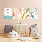 Pastel Safari Friends 4 Pieces Kids Metal Wall Art.