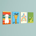 My Rainbow Animal Friends 4 Pieces Kids Metal Wall Art.