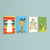 My Rainbow Animal Friends 4 Pieces Kids Metal Wall Art.