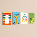 My Rainbow Animal Friends 4 Pieces Kids Metal Wall Art.