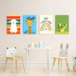 My Rainbow Animal Friends 4 Pieces Kids Metal Wall Art.