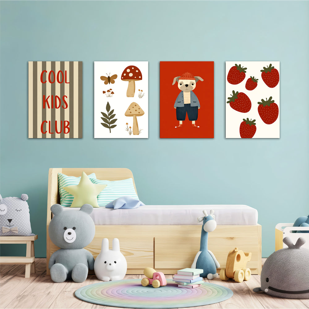 Cool Kids Club Woodland 4 Pieces Kids Metal Wall Art.