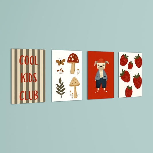 Cool Kids Club Woodland 4 Pieces Kids Metal Wall Art.