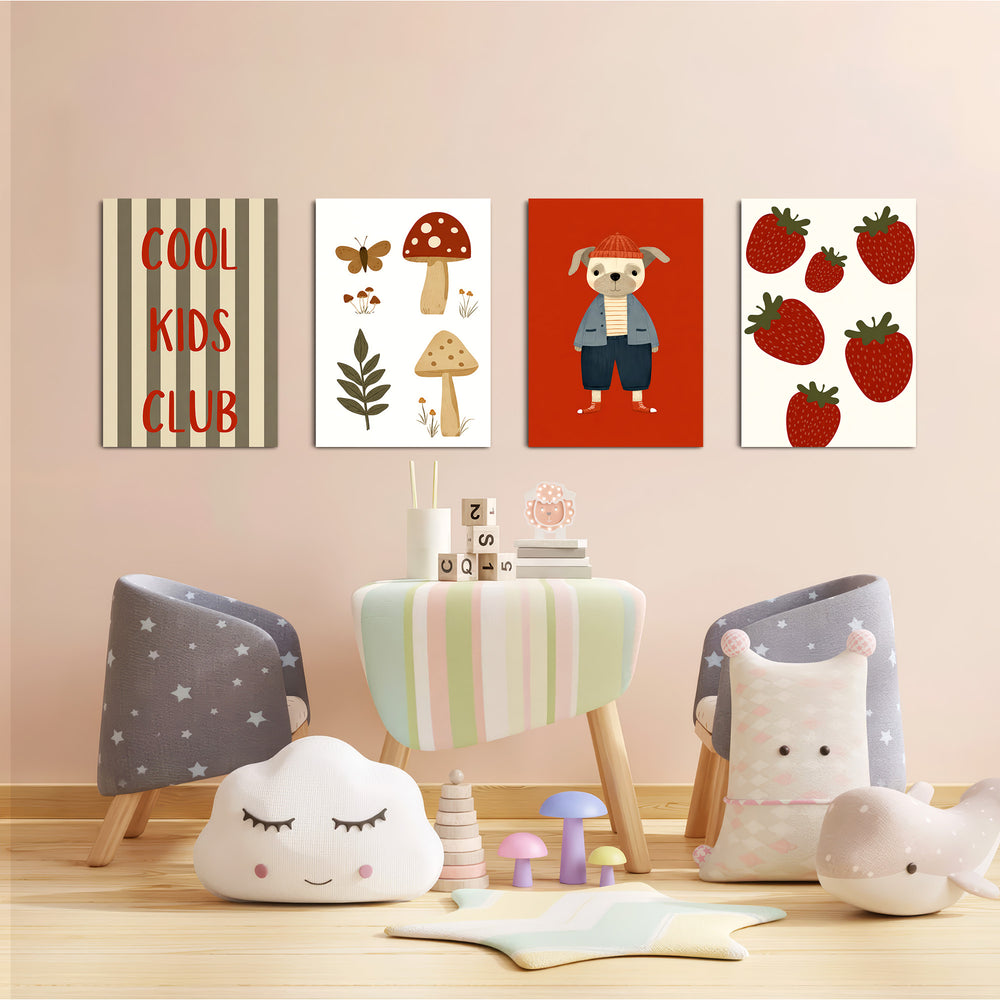 Cool Kids Club Woodland 4 Pieces Kids Metal Wall Art.
