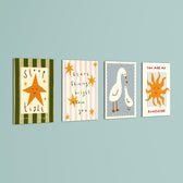 Sleep Tight You Are My Sunshine 4 Pieces Kids Metal Wall Art.
