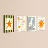 Sleep Tight You Are My Sunshine 4 Pieces Kids Metal Wall Art.