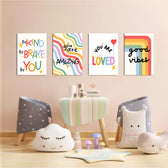 Be Kind Be Brave Good Vibes 4 Pieces Kids Metal Wall Art.